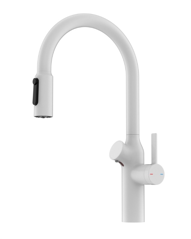 44 Смеситель для кухни + РОДНИК+ДОЗАТОР Люкс А3744-2 (Белый)