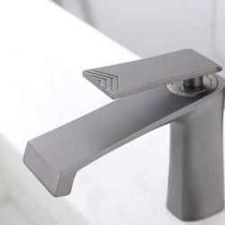 14 Смеситель для умывальника с гайкой (графит) Люкс А3014