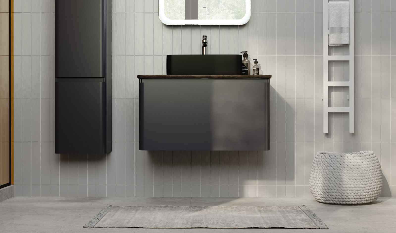 Тумба Morelle 80 подвесная Антрацит/Трюфель