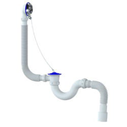 S32 СИФОН ДЛЯ ВАННЫ И ГЛУБОКОГО ПОДДОНА ПРЯМОТОЧНЫЙ С ПЕРЕЛИВОМ С ВИНТАМИ 6*40 С Н/Ж ЧАШКАМИ С ГИБКИ