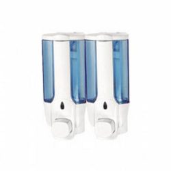 Дозатор настенный двойной 700 мл белый (пластик) Л406-1