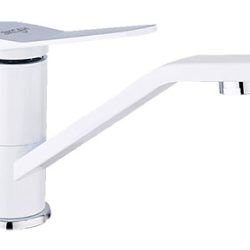 44 Смеситель для кухни с гайкой средний нос "Белый" С3144