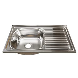 Мойка 50Х80 (0,8) лев вып 3 1/2 MIXLINE 18см  с сифоном