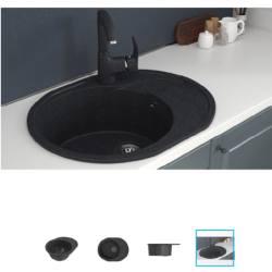 Мойка ML-GMS08 СТАНДАРТ овальная с крылом, черный (308), 570*460*170мм