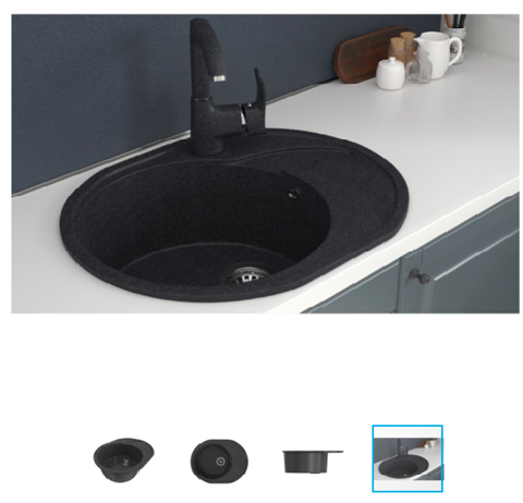 Мойка ML-GMS08 СТАНДАРТ овальная с крылом, черный (308), 570*460*170мм