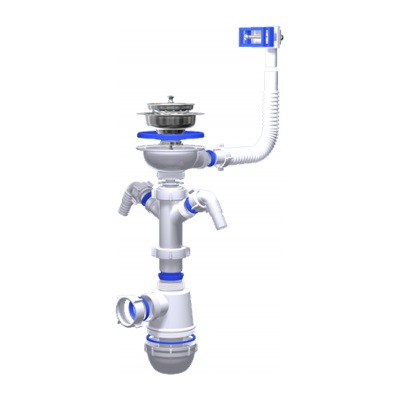 Сифон 3 1/2х40 Ани Грот c 2 отв. с/м с переливом мойки A0146S (10 шт.)
