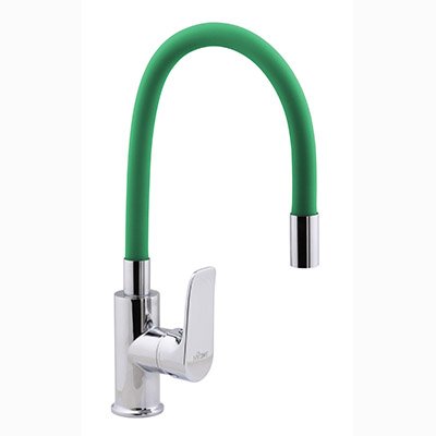 61 Смеситель для кухни с гайкой с гибким изливом (Зеленый) С3561G