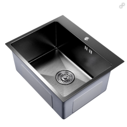 Мойка настол.монтаж 53х43 (3,0) вып 3 1/2 MIXLINE PRO 22см с сифоном (черный графит НАНО)