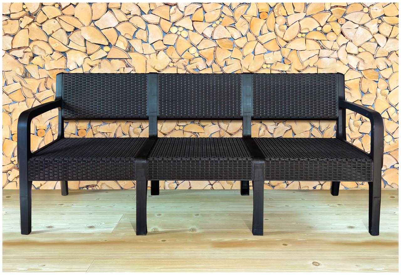 Диван ротанг "Leto" 3-х местный (Espresso)