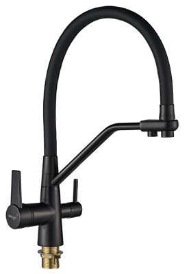 66 Смеситель для кухни + РОДНИК СВ3766-1 (ЧЕРНЫЙ)