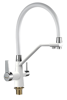66 Смеситель для кухни + РОДНИК СВ3766-2 (БЕЛЫЙ)