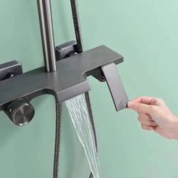 14 Душевая система со смесителем и тропическим душем (графит) Люкс А8714