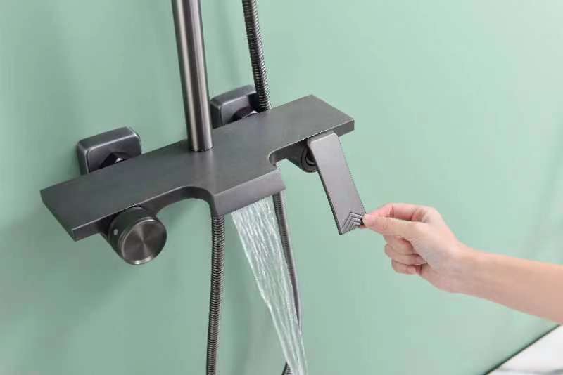 14 Душевая система со смесителем и тропическим душем (графит) Люкс А8714