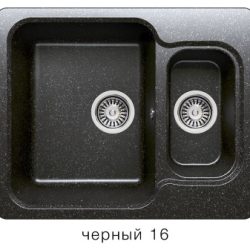 Мойка F-09 двухчашевая, черная (16), 500*610*200мм