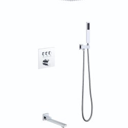 30 Смес. встраиваемый С ТЕРМОСТАТОМ с 3-функциями: излив, троп.душ, душ.лейка ХРОМ Люкс А8930