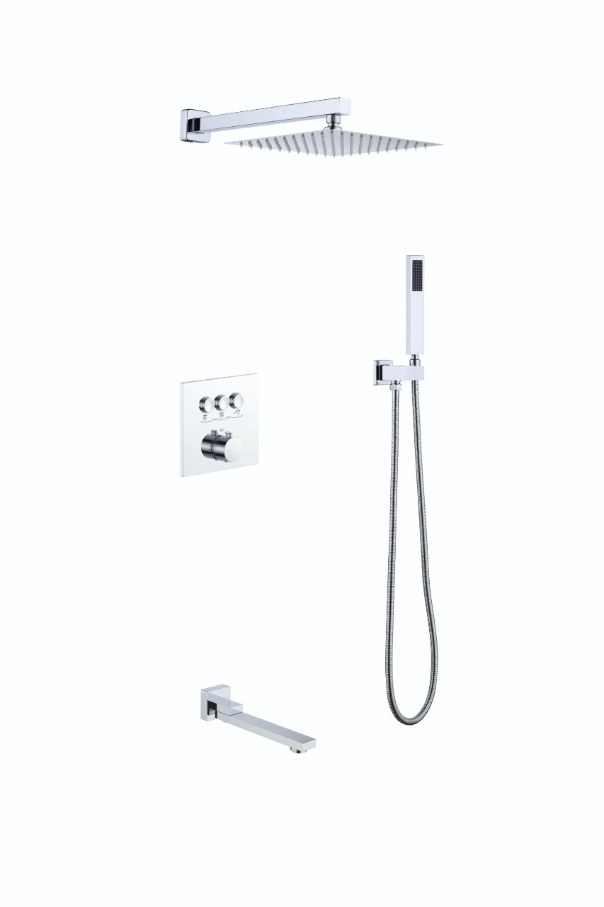 30 Смес. встраиваемый С ТЕРМОСТАТОМ с 3-функциями: излив, троп.душ, душ.лейка ХРОМ Люкс А8930