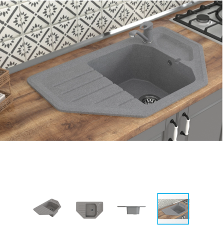 Мойка ML-GMS17 СТАНДАРТ угловая с крылом, темно-серый (309), 780*485*190мм