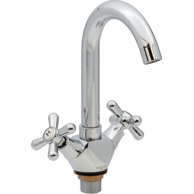 18 Смеситель для умывальника низкий излив с гайкой СВ1118