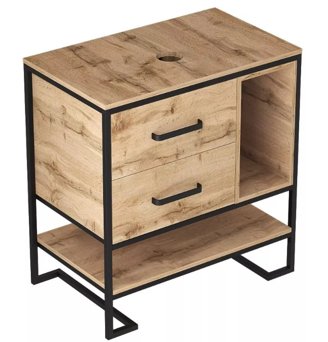 2 Тумба Grunge Loft 80Н 2я/2п Дуб вотан под Раковина "Ringo Cut 53"