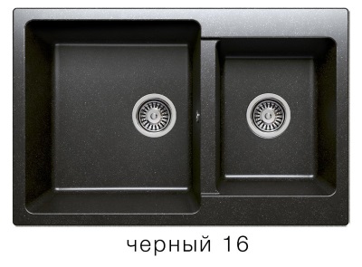 Мойка F-15 двухчашевая, черная (16), 500*770*190мм