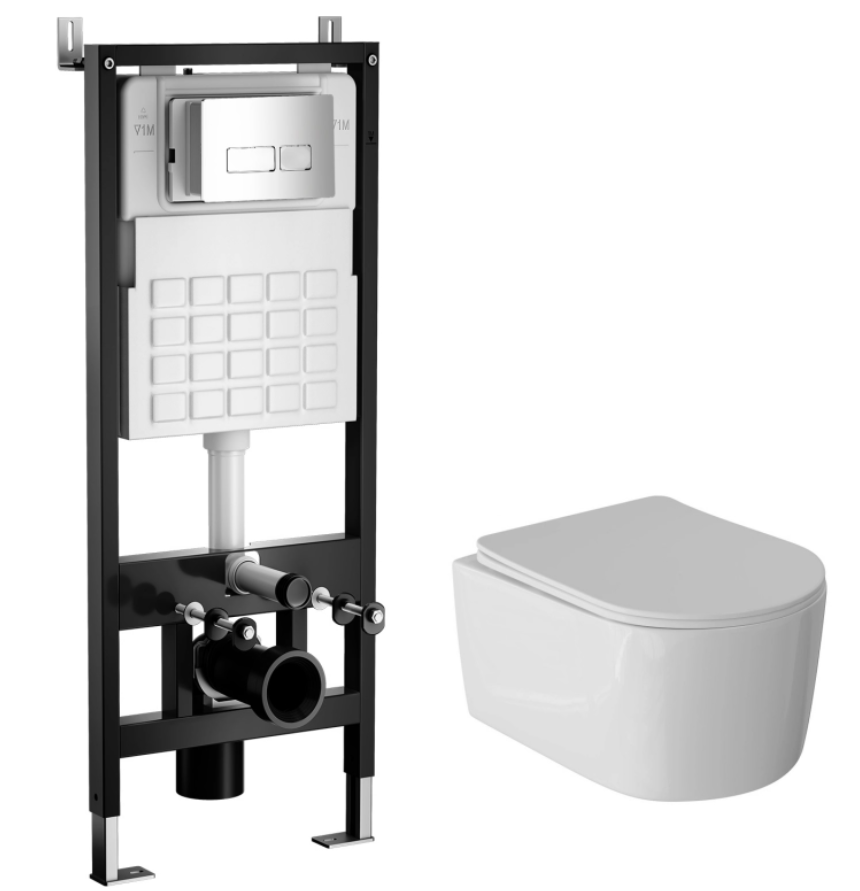 Комплект WAVE Система инсталляции МЕХАНИКА+унитаз "Solo"+ прямоугольная