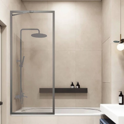 Душевая шторка Veconi PL-85GR PL85GR-90-01-C4  стекло прозрачное/5 мм