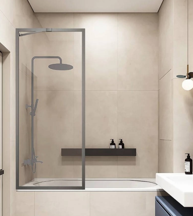 Душевая шторка Veconi PL-85GR PL85GR-90-01-C4  стекло прозрачное/5 мм