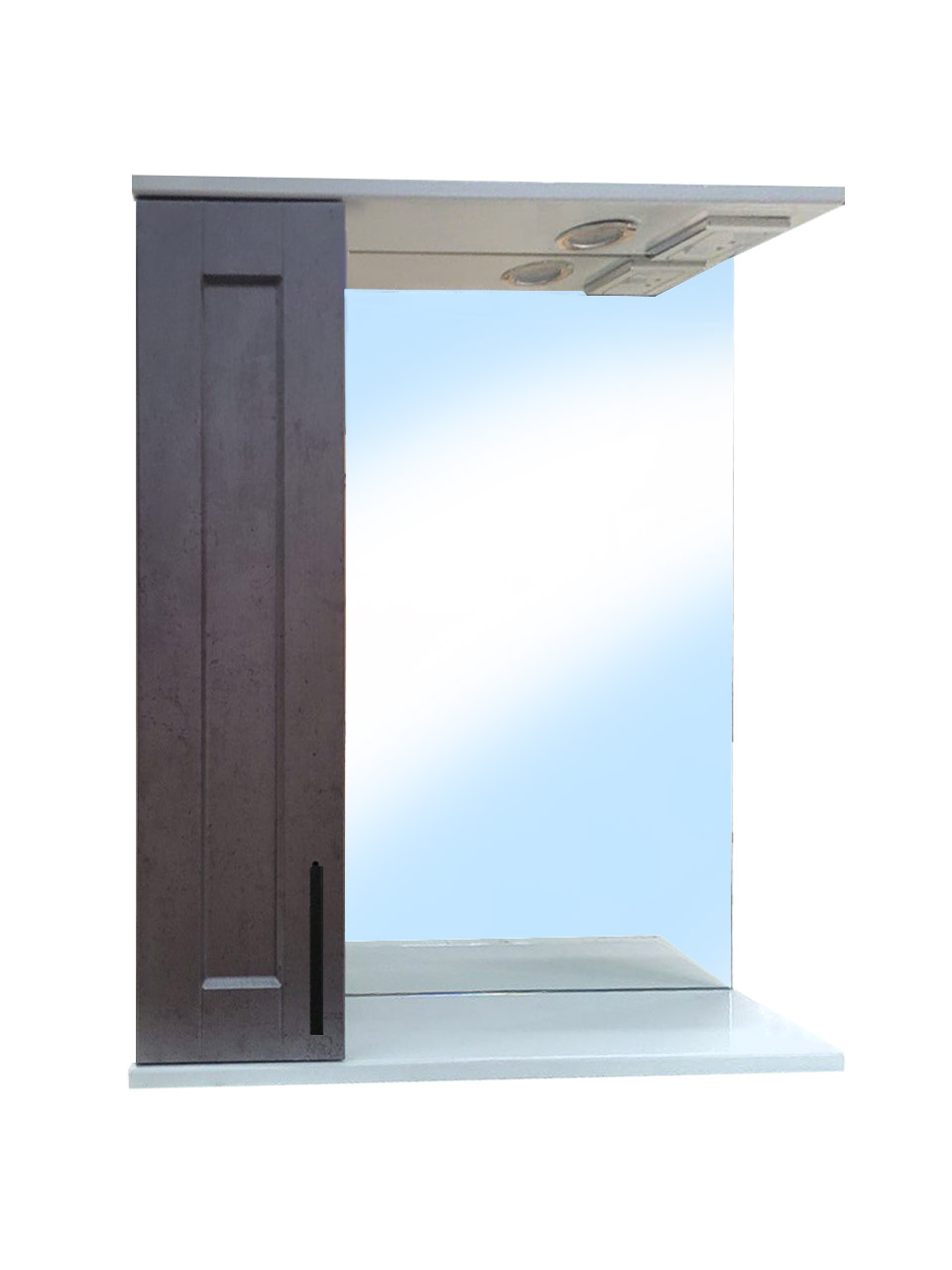 Зеркальный шкаф Мокко 60 С (Белый+Лофт сильвер Пэлас) Левый