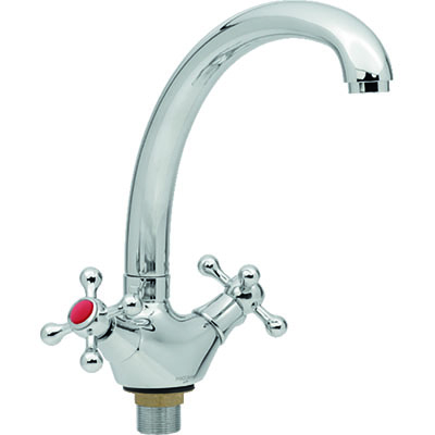 19 Смеситель для кухни толстый гусак с гайкой СВ1319