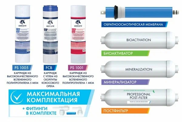 Комплект картриджей для системы обратного осмоса KCB-FRO-7Unicorn