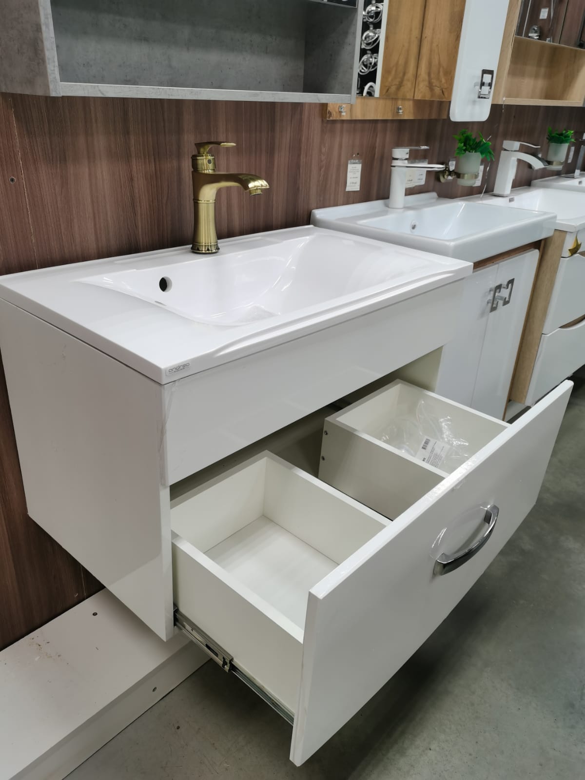 Тумба Модена 80 навесная (1 ящ.) (Белый) под ум. Элен 80