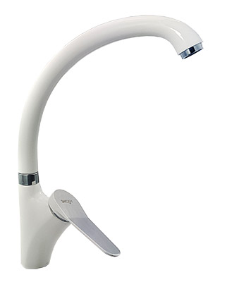 44 Смеситель для кухни с гайкой " Белый" (утка) С3344