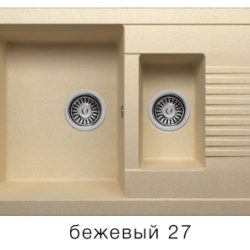 Мойка F-21 двухчашевая с крылом, бежевая (27), 490*770*190мм