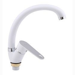 30 Смеситель для кухни с гайкой (утка) белый С3330