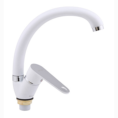 30 Смеситель для кухни с гайкой (утка) белый С3330