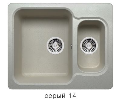 Мойка F-09 двухчашевая, серая (14), 500*610*200мм