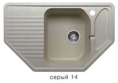 Мойка F-10 угловая с крылом, серая (14), 500*800*175мм