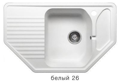 Мойка F-10 угловая с крылом, белая (26), 500*800*175мм