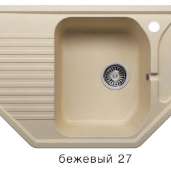 Мойка F-10 угловая с крылом, бежевая (27), 500*800*175мм