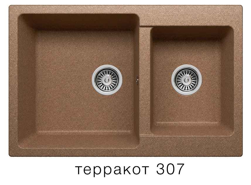 Мойка F-15 двухчашевая, терракот (307), 500*770*190мм
