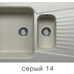 Мойка F-18 двухчашевая с крылом, серая (14), 500*850*200мм