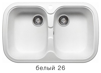 Мойка F-150 двухчашевая, белая (26), 500*800*200мм