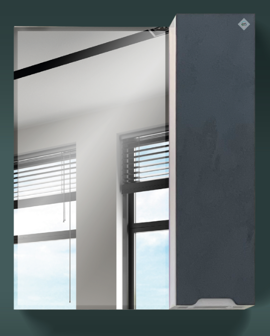 4 Шкаф зеркальный  "Уран 600" 1 створка Графит (фацет)