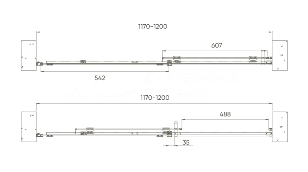 Душевая дверь Veconi VN70GR-120-01-C4 стекло проз./6 мм (брашир. графит)