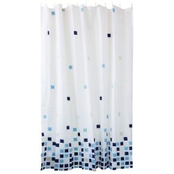 Штора д/ванной упрочн. "Синие квадраты", 12 колец, 180*180см, п/э, 311939, Рыжий Кот (1/12/36)