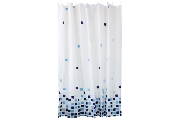 Штора д/ванной упрочн. "Синие квадраты", 12 колец, 180*180см, п/э, 311939, Рыжий Кот (1/12/36)