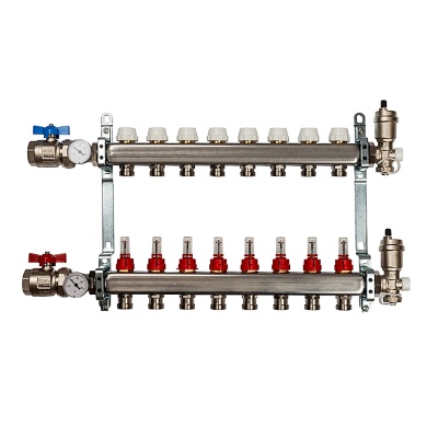 Группа коллекторов с расход. 11 -вых НЕРЖ.С КРАНАМИ 1"x3/4" "ViEiR"