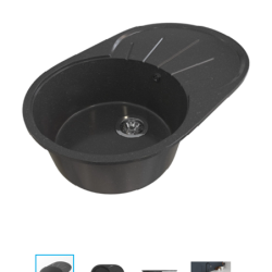 Мойка ML-GMS05 СТАНДАРТ овальная с крылом, черный (308), 735*455*170мм