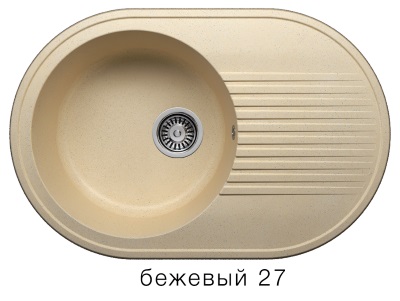 Мойка F-16 овальная с крылом, бежевая (27), 500*760*200мм