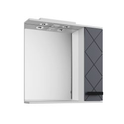 Зеркальный шкаф Куба (80 (Белый + Графит) Правый)